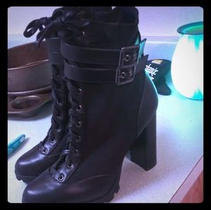 Black high heel boots